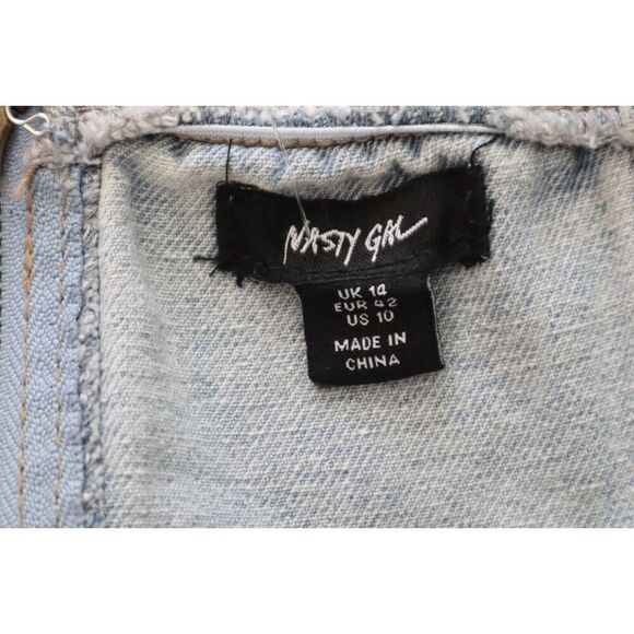 Nasty Gal Women's Sz 4 Embellished Star Hotfix Denim Shorts/Sz 10 Crop Top Set - Picture 5 of 11